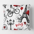 thumbnail image 2 of Designart Paris Eiffel Red Hearts I' Mid-Century Modern Throw Pillow - 18x18, 2 of 2