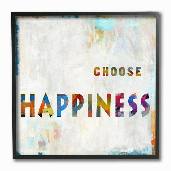 Stupell Industries Choose Happiness Phrase with Abstract Brush Strokes Designed by Jamie MacDowell