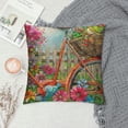 thumbnail image 2 of PHYHOO Pillow Covers Spring Summer Theme Flower Bicycle Birds Decorative  Linen Square Throw Waist Pillow Case Cushion Cover  White, 2 of 5