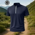 thumbnail image 6 of ZCFZJW Mens Quarter-Zip Mock Neck Polo Shirts Trendy Solid Color Basic Slim Fit Short Sleeve Athletic T-Shirt Henley Shirt Navy M, 6 of 6