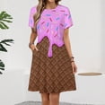 thumbnail image 2 of Chocolate And Strawberry Icecream Dress Fashion Beach Short Sleeve Dresses Female Party Printed Sundress, 2 of 7