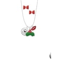 thumbnail image 2 of Delight Jewelry Silvertone Domed Class of 2024 Christmas Kiss Charm Necklace and Stud Earrings, 2 of 4