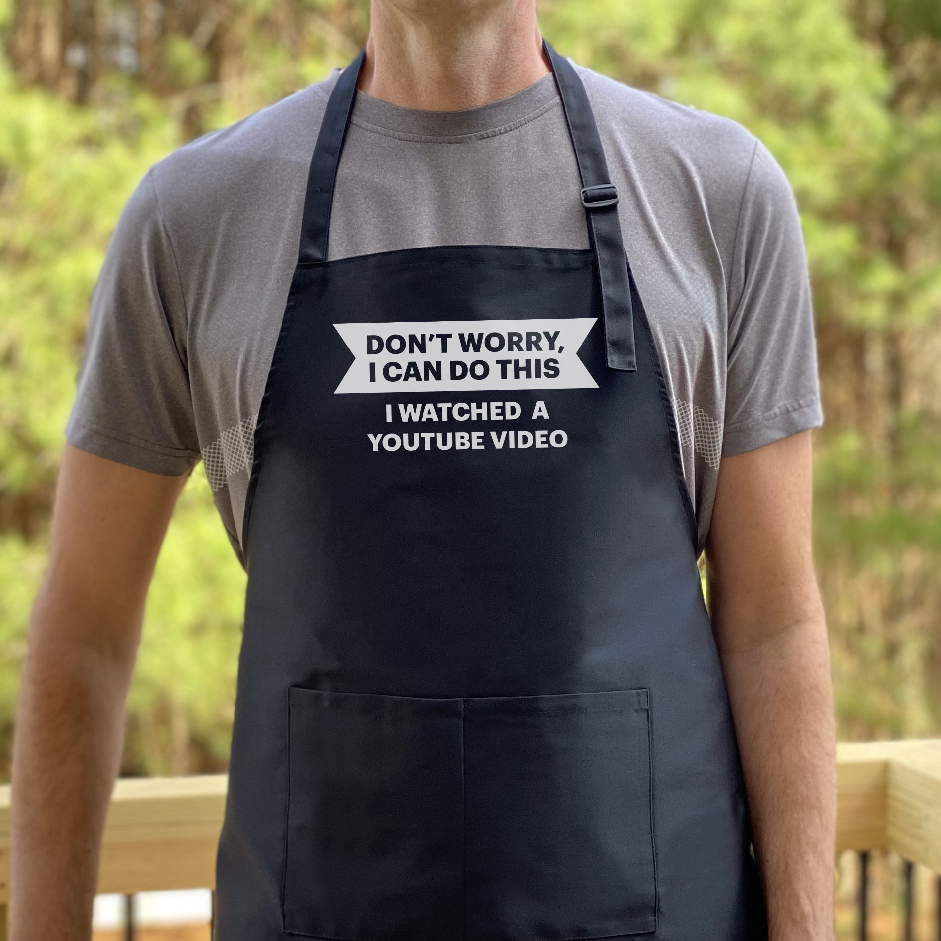 GuyAprons I Watched a YouTube Video Apron, Funny Apron for Men, BBQ Grill Apron, Funny Apron for Dad