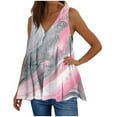 thumbnail image 2 of Womens Tank Top $4.98 Plus Size Sleeveless V-Neck Casual Printed T-shirt Blouse Pink M, 2 of 5