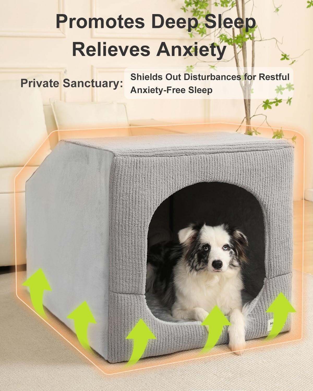 Indoor Dog House for Extra Large Medium Small Sized Dogs - Dog Tent with Washable Removable Cover, Pet Orthopedic Dog Cave Bed Egg-Crate Foam Cushion, Inside Dog House Large Space(XL)