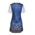 thumbnail image 4 of DYMADE Women Fit & Flare A-Line Skirts Summer Retro Lace Print V-Neck Dress, 4 of 7