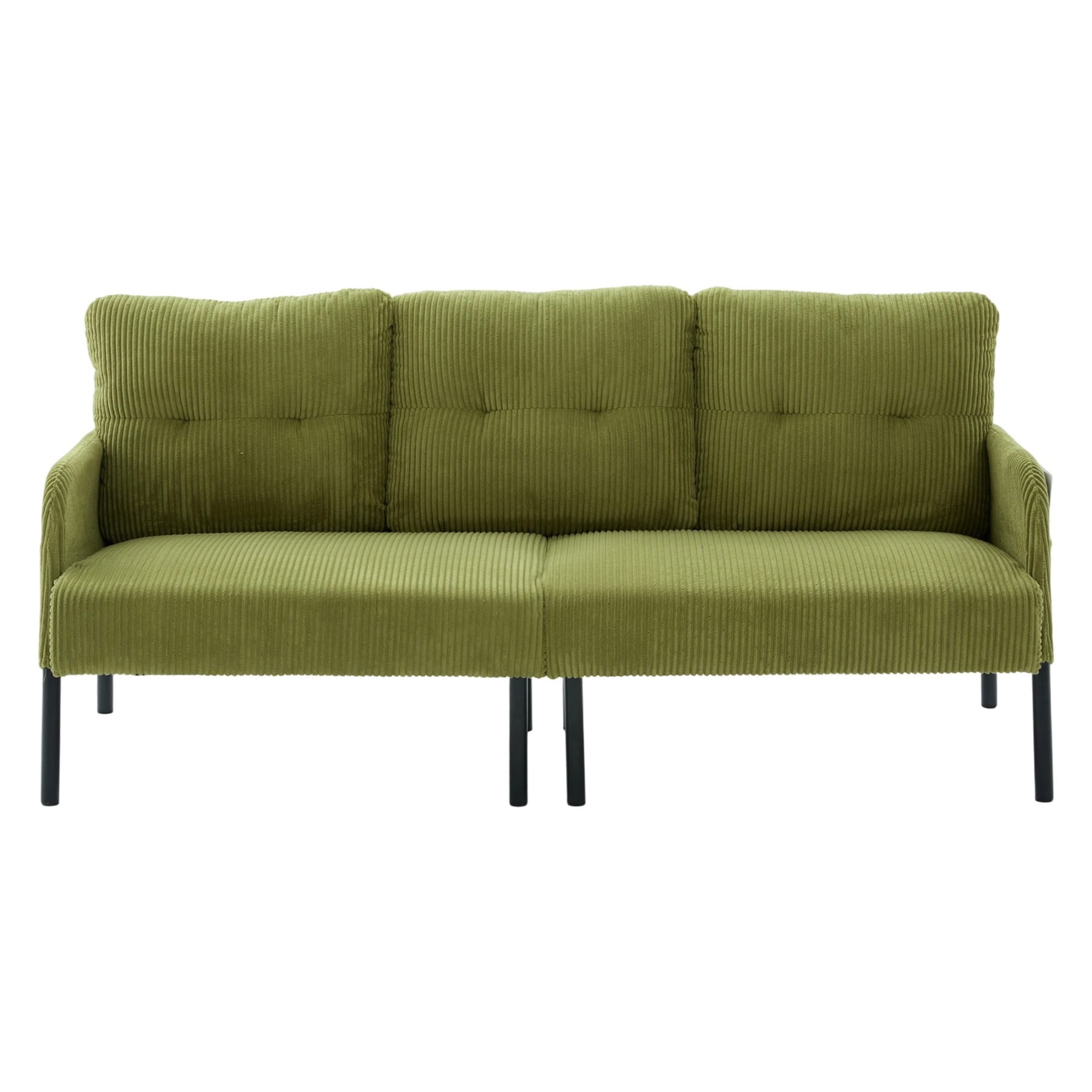 Oversized Loveseat Sofa, Modern Corduroy Upholstered Couch with Side Pockets & Metal Legs for Living Room Bedroom, Olive Green