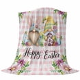 thumbnail image 6 of Easter Gnomes Blanket Soft Cozy Warm Throw Blanket for Couch, Plush Fuzzy Flannel Fleece Blankets for Sofa, Watercolor Floral Daisy Eggs Spring Pink Plaid Bed Blankets Gifts for Men, 50"x80", 6 of 9