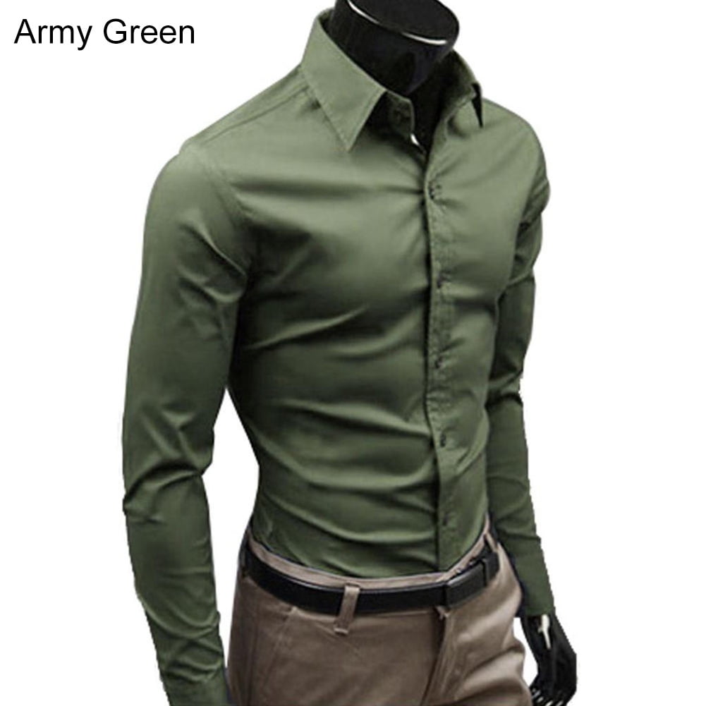 Details about   New Men Cotton Slim Fit Long Sleeve Formal Office Business Casual Fashion Shirt 
