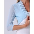thumbnail image 5 of DARING DIVA Women's Ruffle Shrug Mesh Crop Bolero Cardigan S Light Blue, 5 of 5