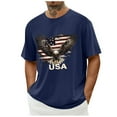 thumbnail image 2 of UVEASISHA Independence Day Patriotic Tshirts for Men Short Sleeve American Flag Eagle Graphic Tee Summer Casual Going Out Tops Blue S, 2 of 5