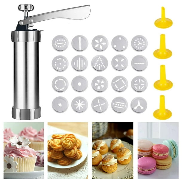 Máquina para hacer galletas, prensa para galletas, 20 discos para galletas y 4 boquillas para glaseado para decoración de tartas Y fabricación de galletas