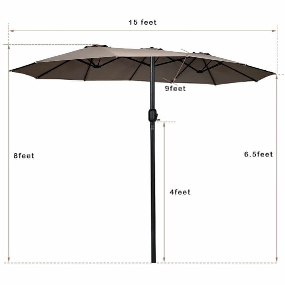 Aimee Lii 15 Feet Double-Sided Outdoor Patio Umbrella with Crank without Base, Outdoor Umbrellas for Patio, Beige