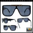 thumbnail image 3 of Womens Flat Top Shield Mogul Inset Lens Oversize Rectangle Plastic Sunglasses All Black, 3 of 8