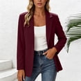 thumbnail image 2 of Floleo Women's Open-Front Notched Lapel Blazer, Long Sleeve Tailored Casual Jacket In Multiple Solid Colors(Wine,L), 2 of 5