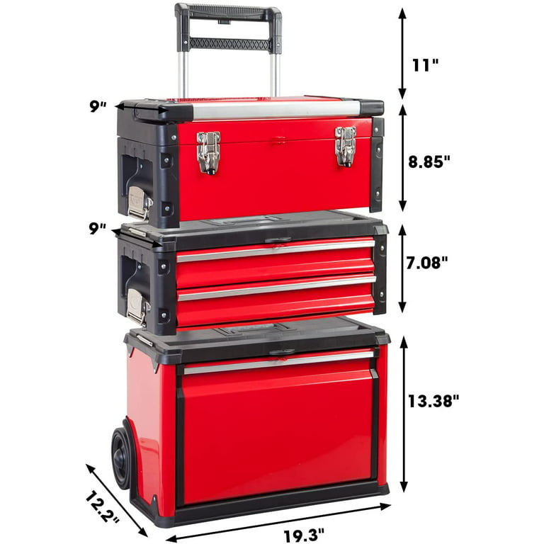 Big Red Rolling Tool Chest with Wheels Stackable Tool Storage