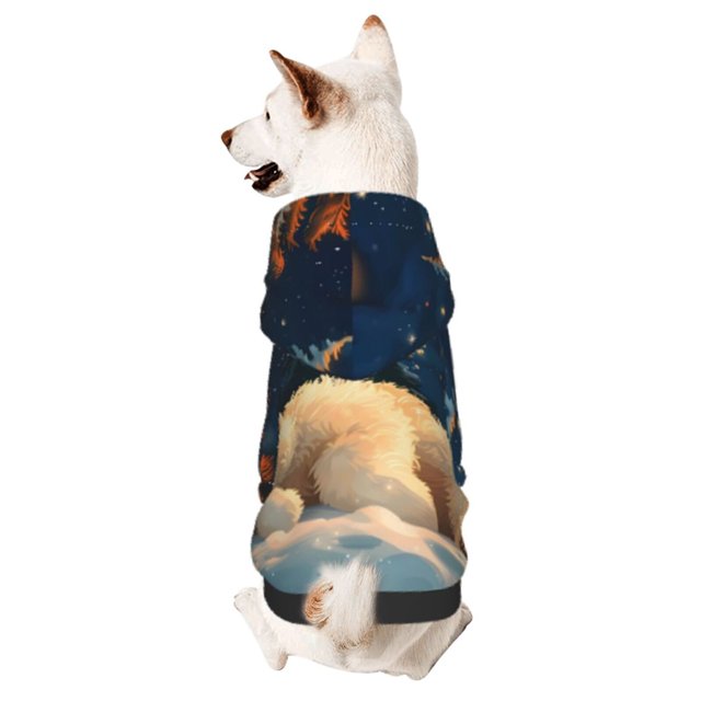 Fotbe Starry Sky Sleep White Bear Sudadera con Estampado para Perros Pequeños – Suéter con Capucha para Mascotas, Tela Suave de Forro Polar con Bolsillo-X-Large