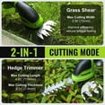 thumbnail image 3 of Cordless Grass Shear & Shrubbery Trimmer - 2 in 1 Handheld Hedge Trimmer Electric Grass Trimmer Hedge Shears/Grass Cutter Rechargeable Lithium-Ion Battery and Type-C Cable Included (Green), 3 of 8
