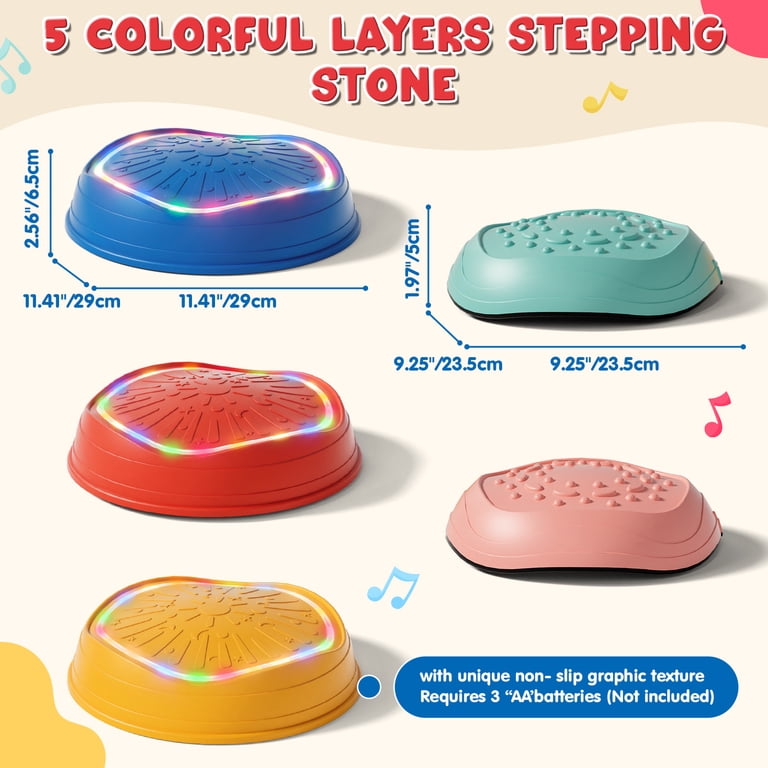 Stepping Stones for Kids, 5pcs Non-Slip Stepping Stones with Light