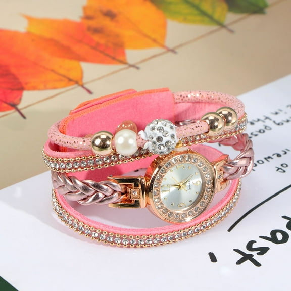WHAMVOX Pink Rhinestone Women Wrist Watch with Precise Quartz Movement Durable Stainless Steel for Timekeeping   6.5 Inches