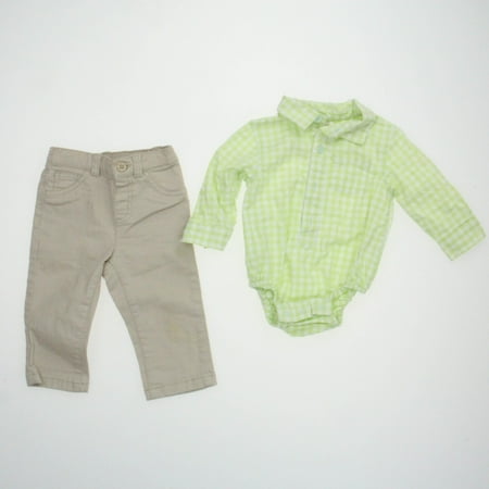 

Pre-owned Baby 8 | Crazy 8 Boys Green Checkerboard | Tan Apparel Sets size: 6-12 Months