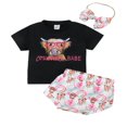 thumbnail image 1 of Baby Short Sleeve  Neck Letters Bull Head Tops Loose Short Pants Headband, 1 of 6