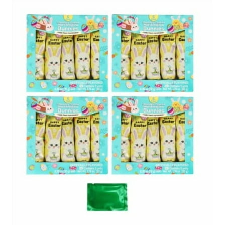 Chocolate Covered Vanilla Marshmallows Easter Bunny Shaped Candy 1.76 Oz, Party Favor Holiday Treats Snack for Egg Hunt Gift Basket Stuffers Goodie Bag Fillers - 4 Pack w/LaPrima Morceau Bonbon