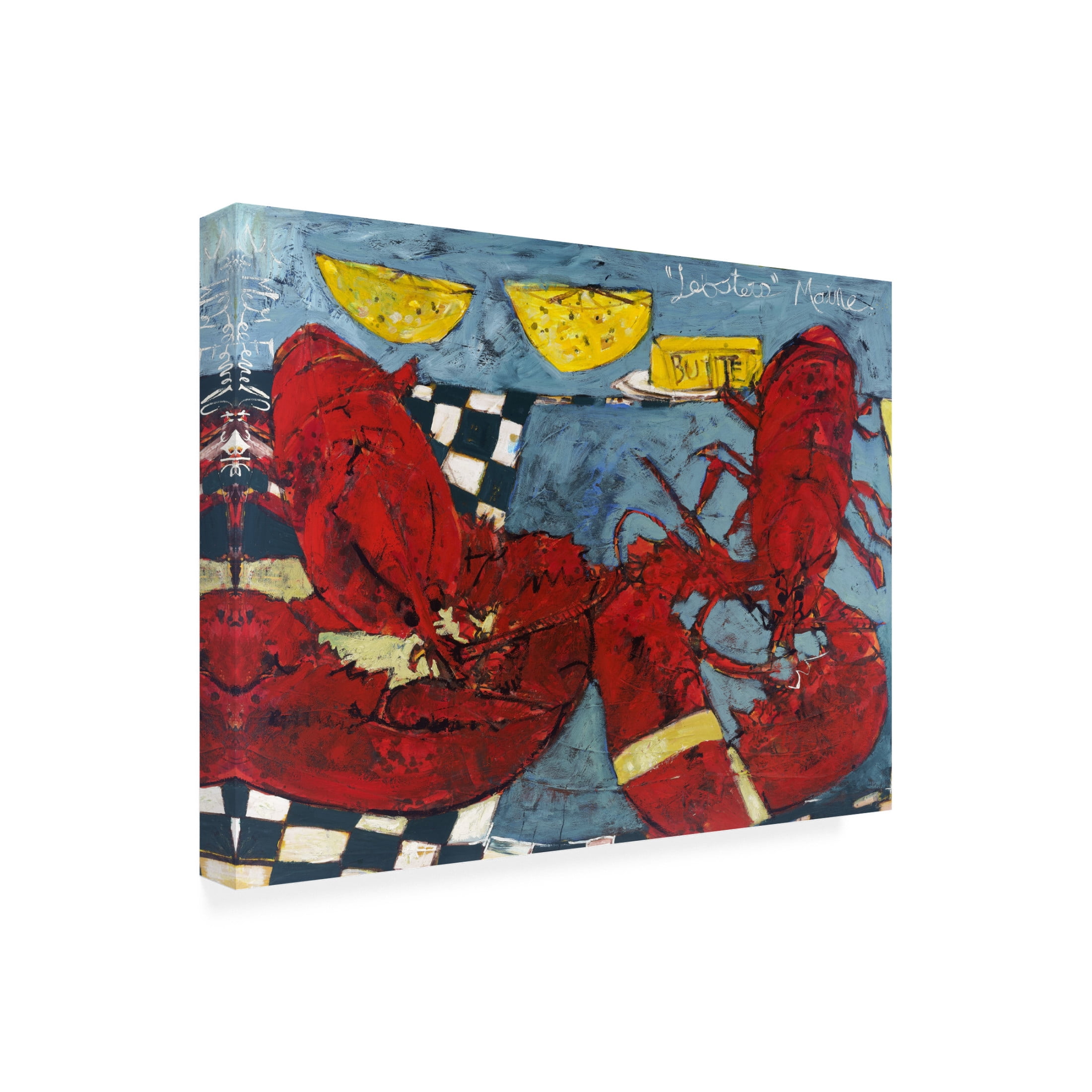 Canvas Wall Art - Erin McGee Ferrell 'Twin Lobsters II' Wall Art for Living Room, Bedroom, or Office Décor by Trademark Fine Art - 47 x 35 Inches
