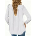 thumbnail image 5 of UVN Fall Shirts for Women Long Sleeve Blouses Ladies Crewneck Lace Crochet Tops Dressy Chiffon Blouses, 5 of 9