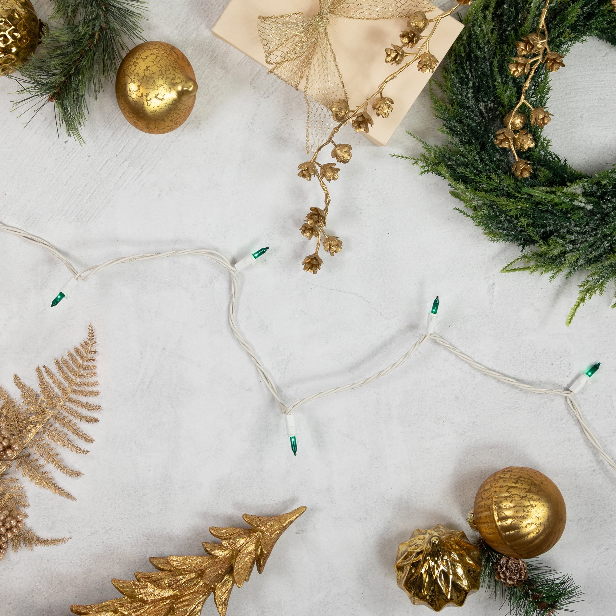 Mini Christmas Light Set - Teal - 24.5' White Wire - 50ct