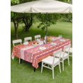 thumbnail image 4 of Outdoor Tablecloths with Umbrella Hole & Zipper, Pink Orange Boho 60 x102 Inch Rectangle Tablecloths, Vintage Ethnic Tribe Abstract Art Waterproof Table Cloth, Patio/Pool/Picnic Table Covers, 4 of 8