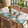 thumbnail image 3 of Happy Easter Table Cloths for 4 Foot Rectangle Tables, Watercolor Floral Truck Eggs Rabbits Spring Beige Patio Waterproof Elastic Fitted Tablecloths, Washable Rectangular Table Cover for Camping, 3 of 8