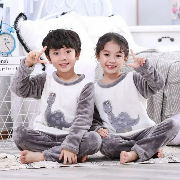 Conjuntos de pijamas calidos para ninos y ninas ropa de dormir de franela gruesa de 3 a 14 anos conjunto de ropa interior termica de lana para bebe invierno novedad Walmart en linea