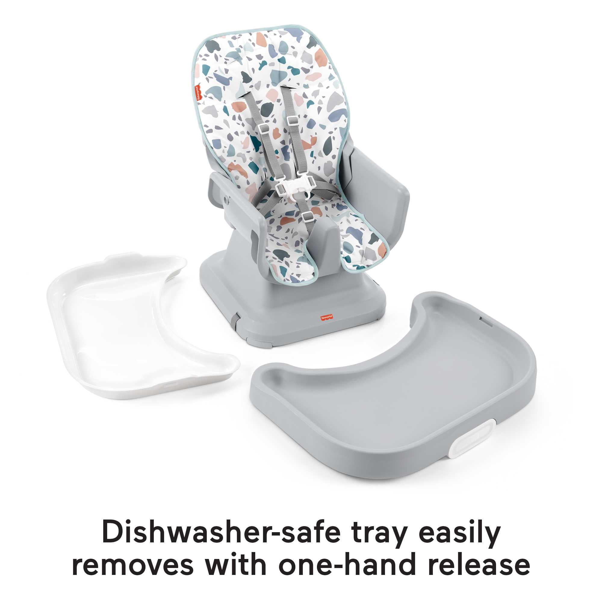 Fisher-Price SpaceSaver Simple Clean High Chair Baby to Toddler Portable Dining Seat, Pacific Pebble