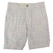 New Brooks Brothers Mens White Multi 10" Patchwork Flat Front Shorts Sz 32W 8539-3