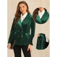thumbnail image 2 of DARING DIVA Women's Velvet Notched Lapel Double Breasted Blazer Jacket XS Dark Green, 2 of 6