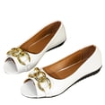 thumbnail image 6 of Women’s Casual Faux Leather Peep-Toe Slingback Flats,Soft Cushioned Insole Loafers,Elastic Slingback Strap,Durable Stitching,Indoor Outdoor Daily Wear,Fashionable Comfortable Summer Shoes White, 6 of 9