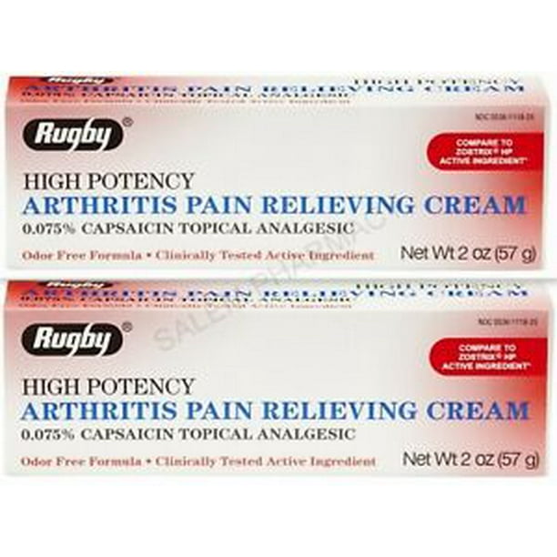 Rugby Capsaicin Cream 0.075 HIGH POTENCY Pain Relief 57gm ( 2 pack ) RED ****