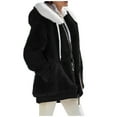 thumbnail image 2 of TQWQT Warm Winter Hoodies for Women, Fashion Plus Size Extreme Cold Weather Outwear Thicken Furry Lined Thermal Down Jackets Black XXL, 2 of 6