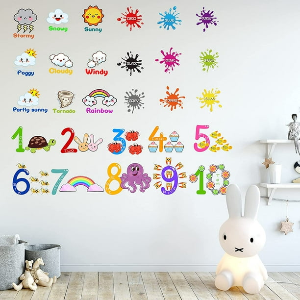 6 Sheets Alphabet Number Colour Weather Learning Educational Wall