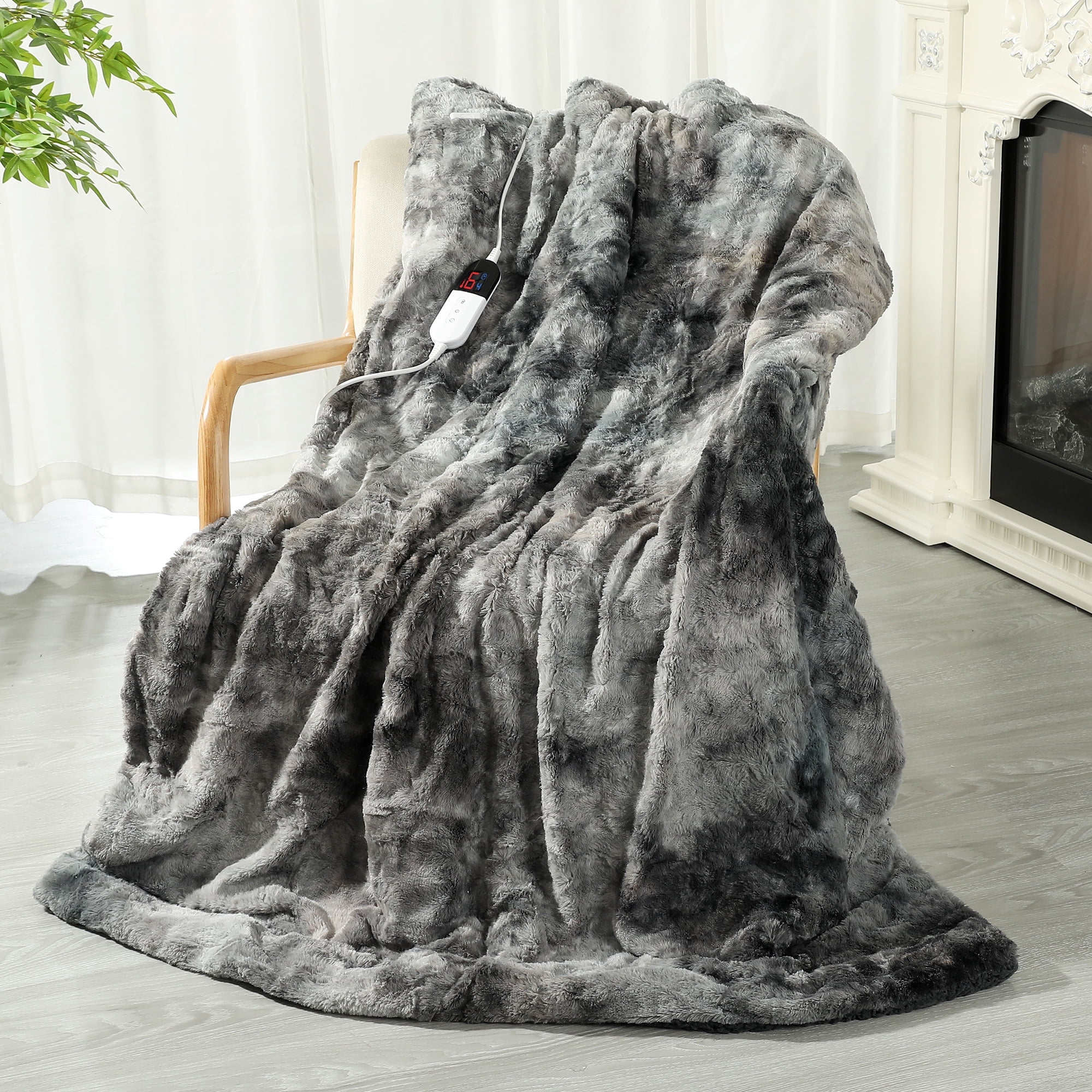 Sunbeam Heated Throw Blanket Quilted Velvet Reverse Sherpa Dove