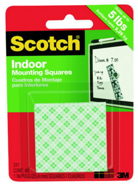 48 Squares 1 Scotch Indoor Mounting Tape 1x1 inch Holds up to 6 pounds