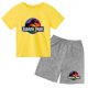 thumbnail image 3 of Conjunto de 2 piezas de camiseta y pantalones cortos con estampado de dinosaurio de Jurassic Park para niños y niñas, con estampado de dibujos animados de verano, 3 of 5