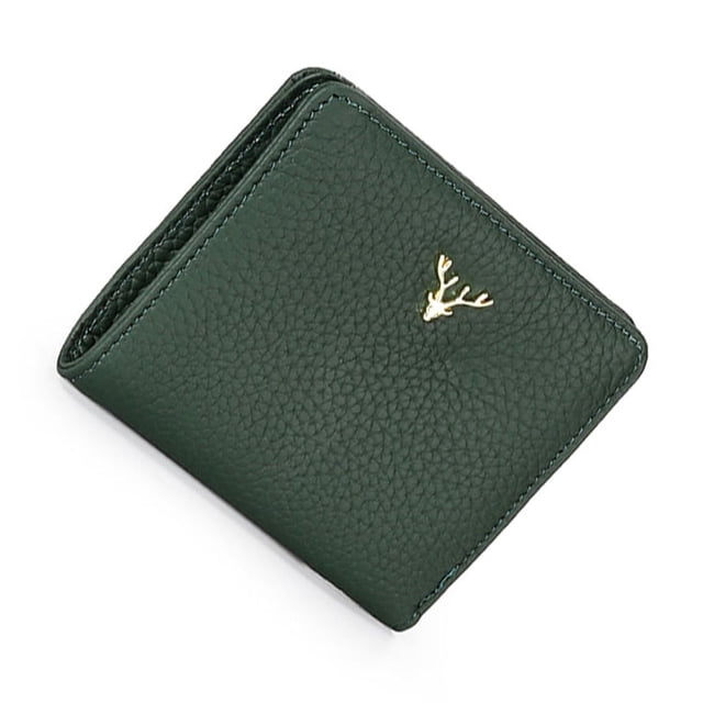 Cartera corta y fina Sonducket para mujer con ciervos de Navidad y cremallera color Verde