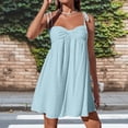 thumbnail image 2 of VEKDONE Mini Dresses for Women Loose Fit Spaghetti Strap Bow Babydoll Dress Summer Casual Vacation Flowy Beach Short Sundress Light Blue S, 2 of 7
