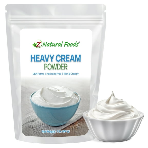 Z Natural Foods Heavy Cream Powder, Nutrient-Rich, Delicious Dry Cream with a Durable Shelf Life, Perfect for Coffee, Cake, Dessert, and Recipes, Keto-Friendly, Non-GMO, Gluten-Free, Kosher, 1 lb