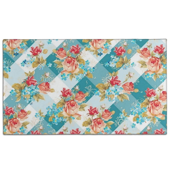 Pioneer Flower Floral Print Pattern Door Rugs,Washable Non Slip Door Mats Indoor,Decorative Door Mats,Entry Mat Indoor for Entrance,Bedroom,Kitchen,Bathroom,17"x30"