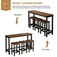 thumbnail image 4 of SYNGAR 4 Piece Bar Table Set, Kitchen Counter Height Table with 3 Stools, Space Saving Pub Table Set for 3 Person with Metal Frame, Wood Dining Table & Chair Set for Breakfast Nook Pub Bistro, B954, 4 of 8