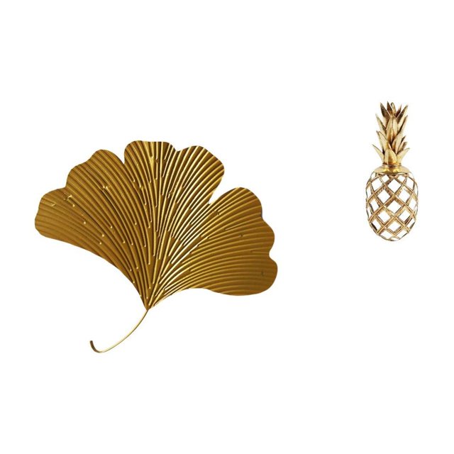 Esculturas de pared de hojas,Esculturas de pared de hierro forjado con hojas de ginkgo,Estatua de resina,Estatua de resina para decoración del hogar,manualidades,oro,Escultura de oro,figura de