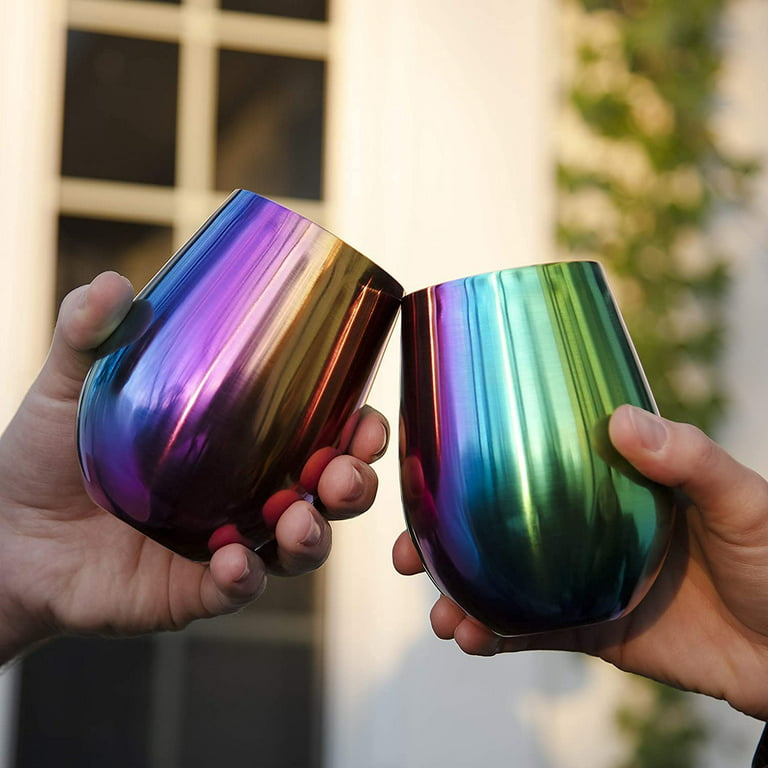 Leadingware Tritan BPA-Free Unbreakable 16 oz. Rainbow Wine Glass